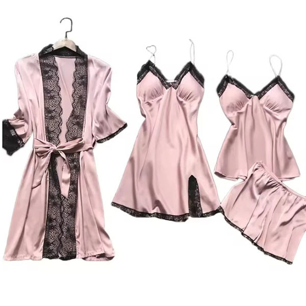 Premium Imported 4-Piece Satin Night Suit for Women