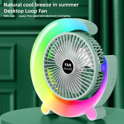 Colorful Mini Portable USB Charging Rotatable Multifunction Desktop Fan